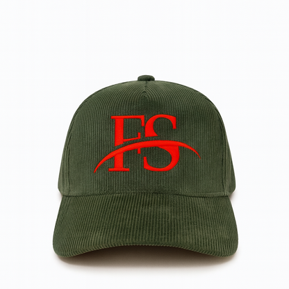 FS Corduroy Snapback – Olive Green/Red